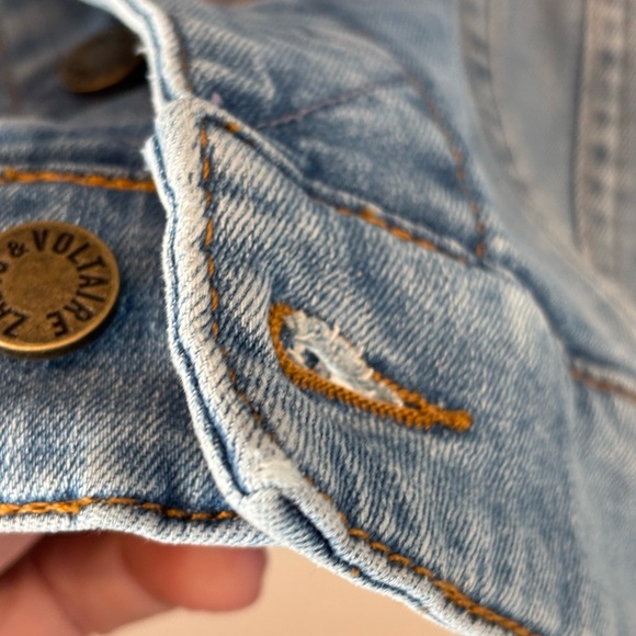 NWT Zadig & Voltaire Blue Jean Jacket with Gold 'Rock' Design - S - Picture 12 of 14
